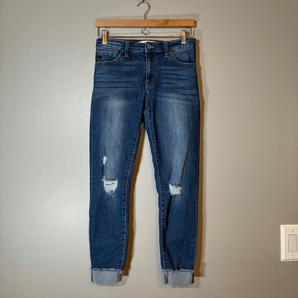 KanCan Distressed Skinny Jeans Medium Wash Frayed Hem ML1161TC-3 Size 29